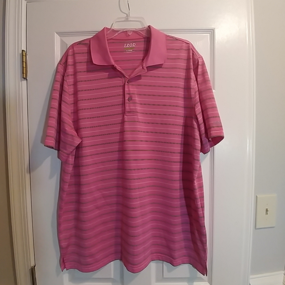 Men's Pink Striped IZOD Golf Shirt Size XL